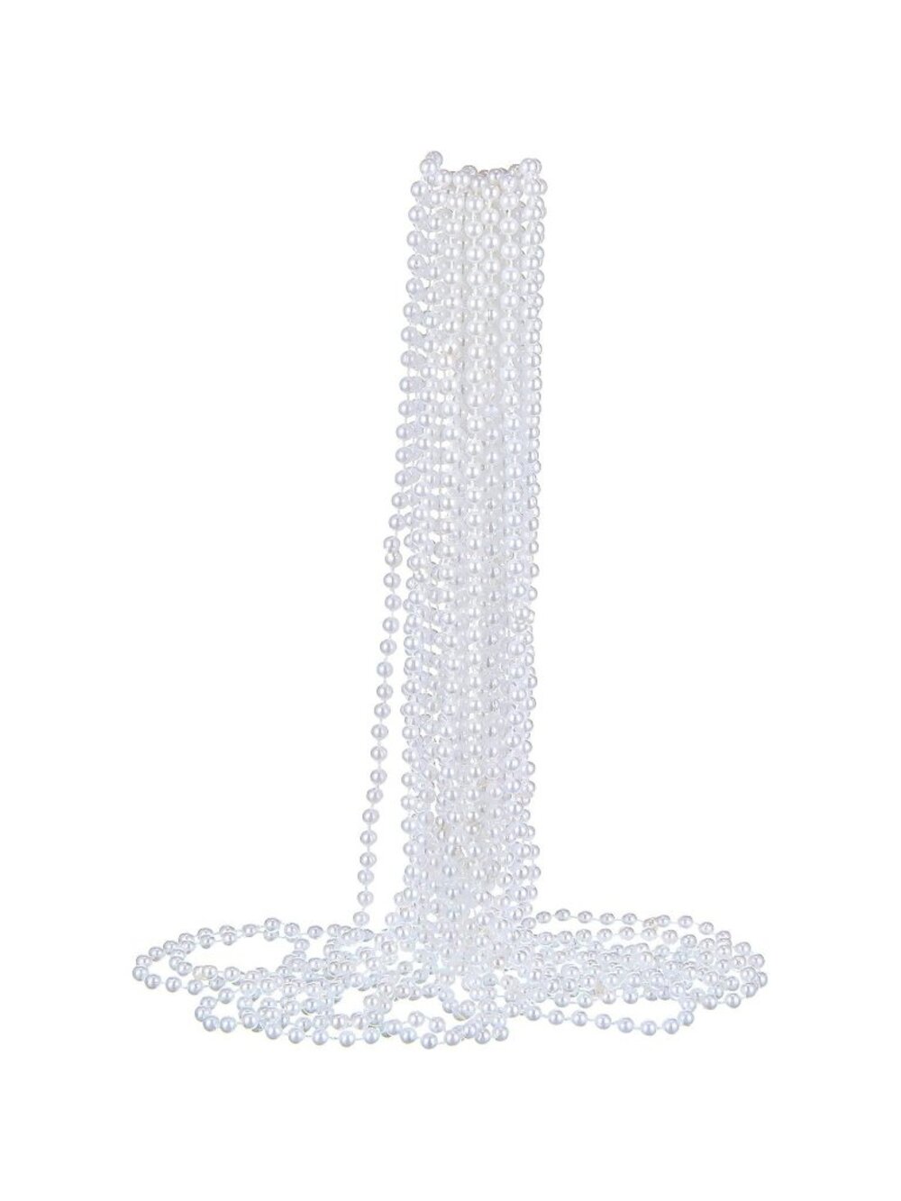 12 Pack Long Faux Pearl Necklaces White Beaded Costume Jewelry for Women & Girls